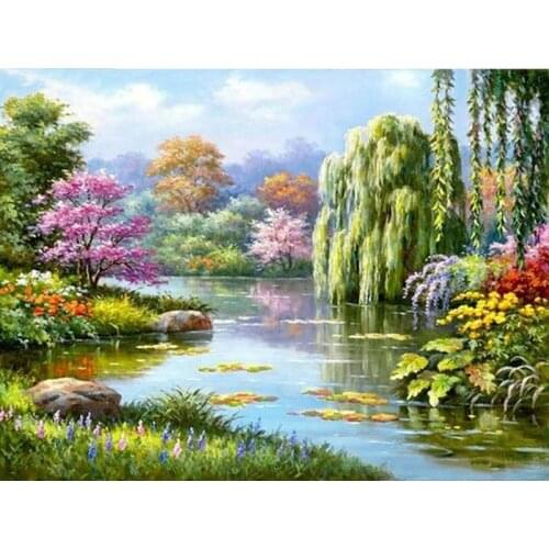 YIKEE diamond painting lake，cross stitch diamond,diamond mosaic paintings Y1457