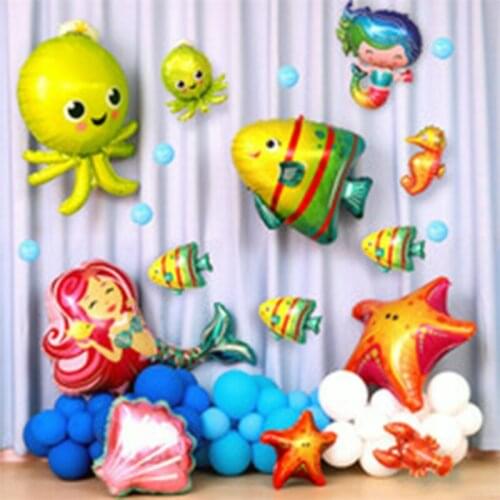1 mini cute animal Dolphin Foil dragon shrimp crab small fish BALLOON Birthday Party Decoration bath childrens Day childrens