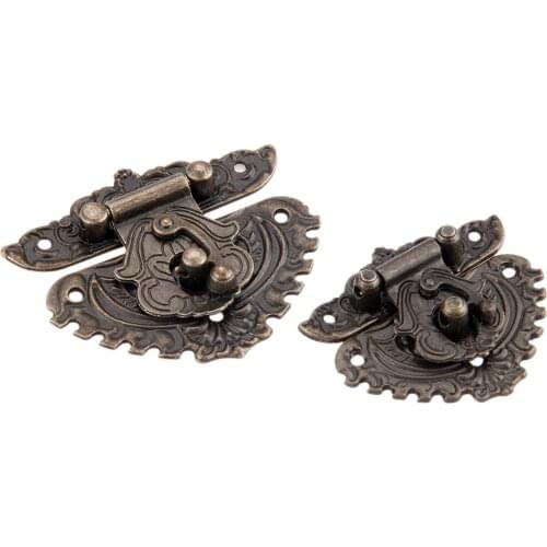 1PC Antique Bronze Jewelry Wooden Box Toggle Hasp Latch Clasp with Cabinet Hinges with Screws Vintage Furniture Hardware