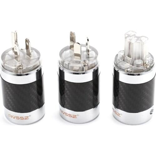 1Pcs carbon fiber rhodium-plated plug end plug audiophile audio American standard power cord connector electrical HiFi Plug-in