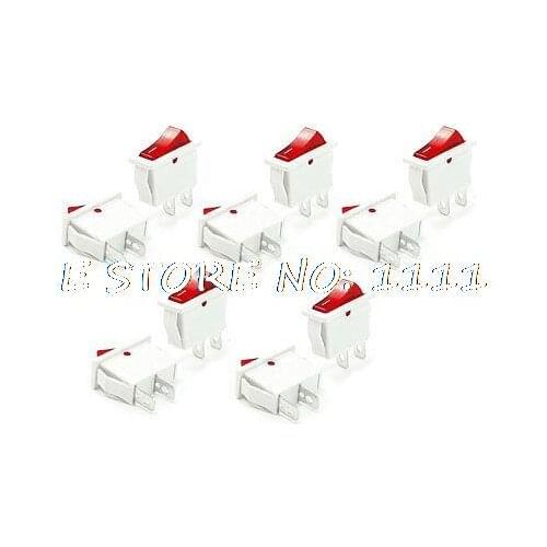 10 Pcs Panel Mount Red Lamp 2 Terminals SPST Rocker Switch 16A 250VAC 20A 125VAC