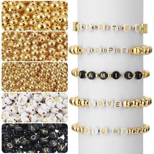 1600 PCS round smooth bead bead small letters between loose bead flat disk pony beads DIY accessories bracelet