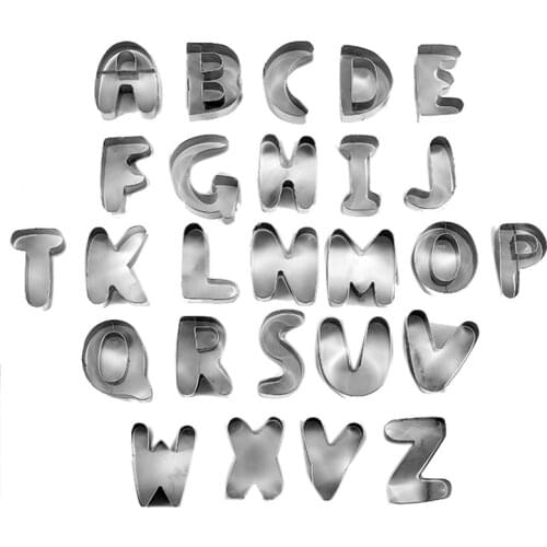 26PCS Capital Letter Cookie Mold Cake Mold Stainless Steel Biscuit Mold Baking Seal Shaped Fudge Baking