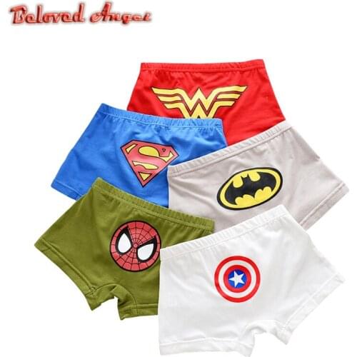 5pcs/lot High Quality Childrens Underwear for Kids Cartoon Shorts Soft Cotton Underpants Boys Teenage Boxer Panties 2-13T