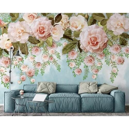Beibehang Modern 3d wallpaper hand-painted oil painting floral European 3D background wall decorative Photo mural wallpaper