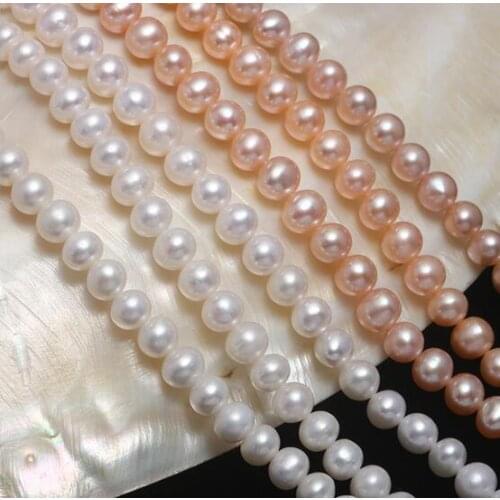 Jewelry Natural freshwater pearl Wholesale 6-7mm near circle natural real Loose beads