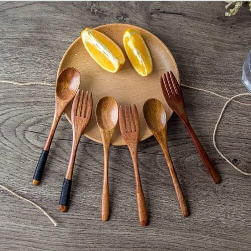 Wooden Forks 2PCS/Set Fashion Dining Fork For Adult Child Dessert Fruit Tableware Kitchen Tools