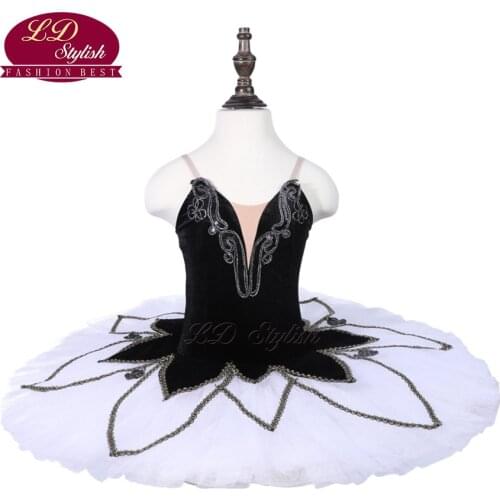 Kids Black Ballet Tutu The Black Swan Performance Stage Wear Children Ballet Dance Competition Costumes Kids Ballet Skirt