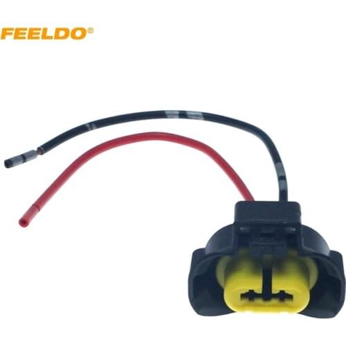 FEELDO 1PC Car Headlight Lamp Holder Socket Base Wire Adapter For Nissan H8 Halogen lamp Connector Wiring Harness #HQ6404