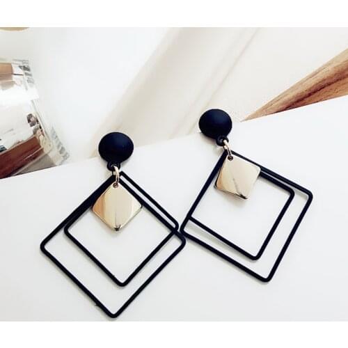 Korean Geometric Square Drop Earrings For Women 2020 New Fashion Metal Drop Earring Girl Female Vintage Party Jewellery