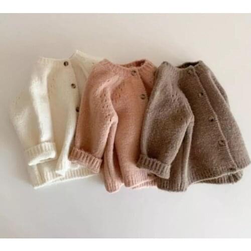 Korean Baby Boys Girls Sweater Jacket Baby Kids Knitted Cardigan Children Outwear 2021 Autumn Winter