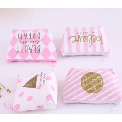 70PCS / LOT Purse Coin Wallet Coin Purse Women Zipper Wallets Mini Money Bag Card Holder Bag Pink Stripe Bag