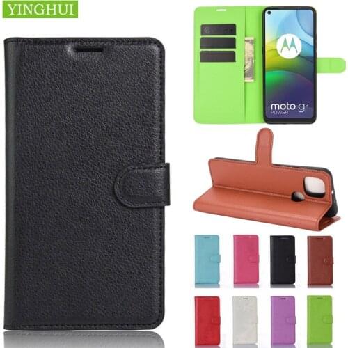 Litchi Texture Leather Phone Case For MOTO One 5G Ace G9 Power Play G Plus Edge E7 Flip Cover Wallet Stand Style With Card