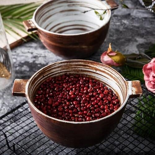 Japanese-style creative household instant noodle bowl stoneware retro rice bowl fruit bowl not hot hand stew cup dessert gourmet