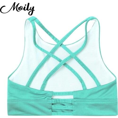 Ballet Dance Girls Latin Crop Tops Sleeveless Backless Criss Cross Vest Tanks Top for Workout Ballet Dancewear Stage Performance