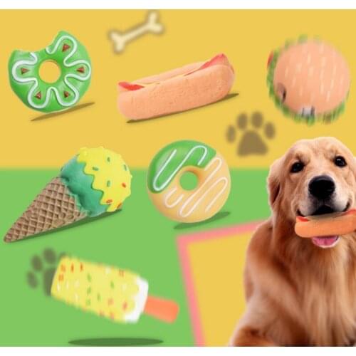 Lovely Puppy Plaything Pet Dog Toy Rubber Burgers Donuts For Toy Funny Interactive Ice Cream Shaped Squeaky Squeaky Sound Toy