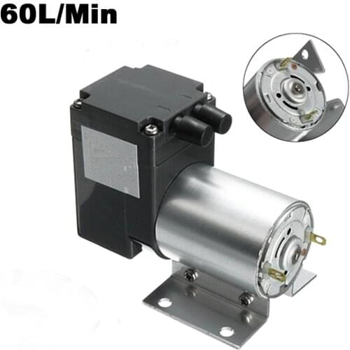 DC24V 42W Mini Air Vacuum Pump Negative Pressure Suction Pump Electric Diaphragm Pump 60L/min 70Kpa With Holder Tube 1m