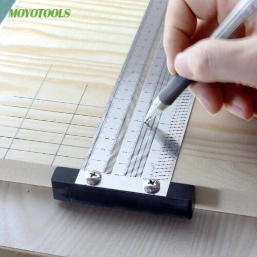 Multifunction Scale Ruler T-type Hole Ruler High-precision Woodworking Scribing Mark Line DIY Carpenter Measuring Tool