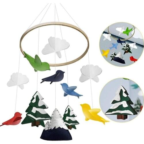 Crib Mobile With Felt Colorful Pigeon Cloud Tree Wind Chime Baby Bed Decoration