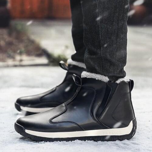 2019 Men Boots Winter With Fur Warm Snow Boots Men Winter Boots Work Shoes Men Footwear Fashion Rubber Ankle Shoes 39-48 X9-12