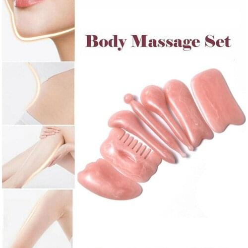 7pcs Gua Sha Board Set Acupuncture Pen Slimming Scraping Face Lift Meridian Massage Stick Skin Soothing Care Tool Scraper