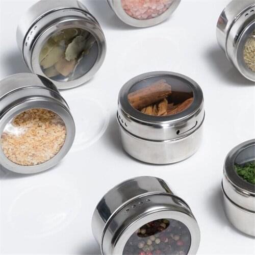 Stainless Steel Spice Jar Dredge Salt Sugar Spice Pepper Shaker Seasoning Can Rotating Cover Multi-Purpose Kitchen Tool
