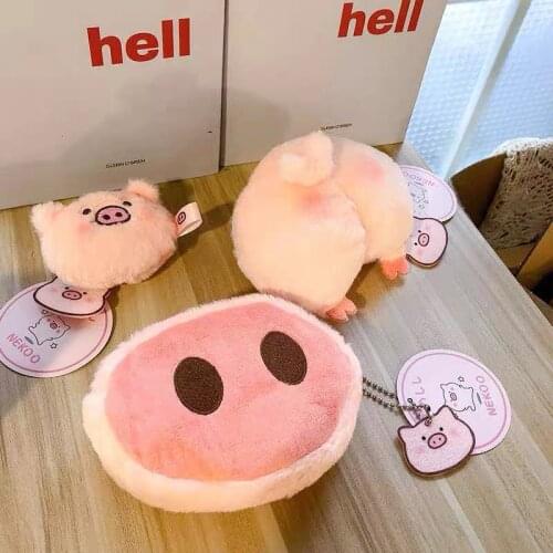 The Toys Plush Stuffed New 1Pcs Mini Pig Head Ass Couple Pendant Brooch PP Cotton Stuffed Valentine Gift Wrist Coin Bag