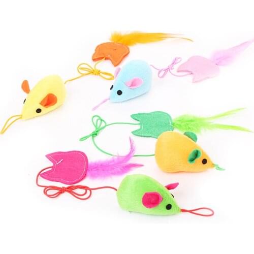 Plush Mouse Cat Toy Interactive Feather Kitten Mouse Toy Cat Mouse Toy Cat Funny Toys for Cats Pet Cat Accessories