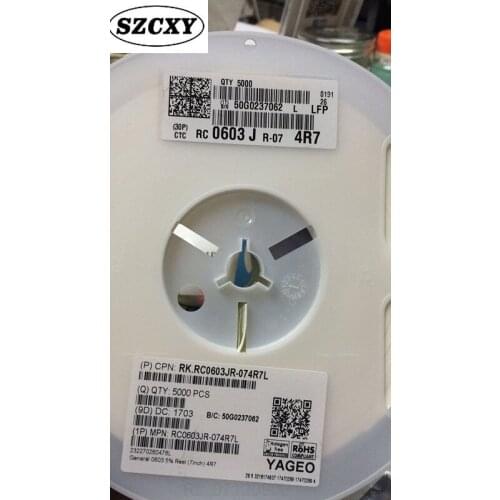 Home furnishings RC0603JR-074R7 Thick Film 0603 4.7 Ohm 5% 0.1W(1/10W)