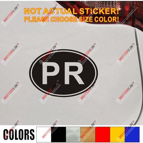 PUERTO RICO PR Oval Country Code Decal Sticker Car Vinyl pick size color