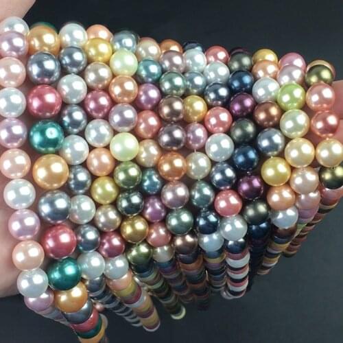 Colorful Shell Pearl Beads Round Loose Spacer Beads For DIY Jewelry Making Charms Bracelet Accessories 15'Strand 6/8/10/12mm