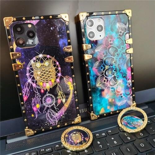 Luxury Glitter Colorful Flower Cover Owl Soft Gold Square Case for Motorola Moto One 5G Ace Moto G Power G Stylus G Play 2021
