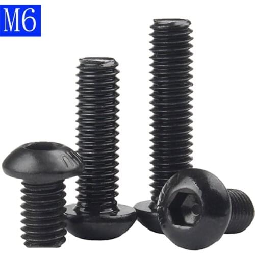 M6 6mm M6 x 1.0 black 10.9 Alloy Steel Button Head Hex Bolts Hexagon Socket Screws ISO 7380 DIN 7380