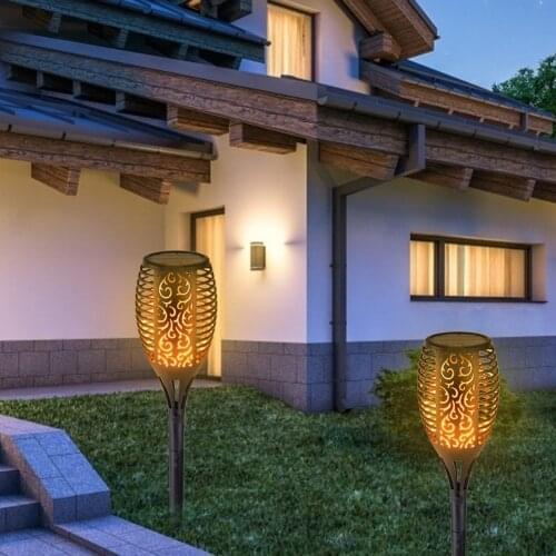 Solar Torch Lights Outdoor Dancing Flickering Flames Pack of 4 Piece Each 96 LED - Flame Solar Lights Outdoors Decorative Waterp