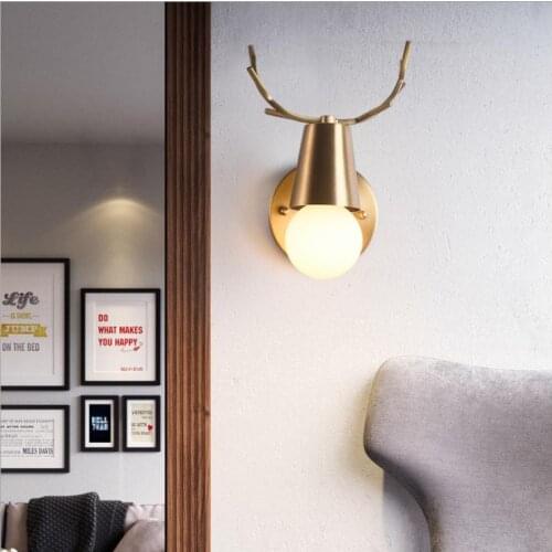 Modern light luxury all copper villa wall lamp hotel living room study bedroom corridor decoration lamps