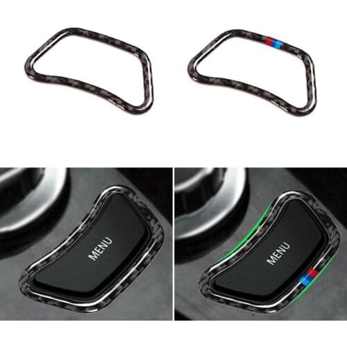 Car Styling Real Carbon Fiber Interior Center Control MENU Button Frame Cover Trim For BMW 5 Series E60 E61 2004 2005 2006 -2010