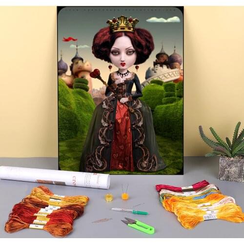 Woman Girl Printed Fabric 11CT Cross-Stitch DIY Embroidery Set DMC Threads Handmade Painting Craft Handicraft Mulina Decor