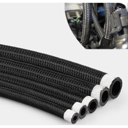 1m Fuel Hose AN4 AN6 AN8 AN10 AN12 Oil Gas Cooler Hose Line Pipe Tube Nylon Stainless Steel Braided Inside CPE Rubber