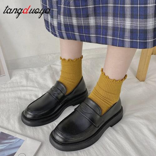 Black Oxford Shoes For Women Chic Platform Patent Leather Slip On Loafers Korean Fashion Flats Black 2021 New Office Shoes