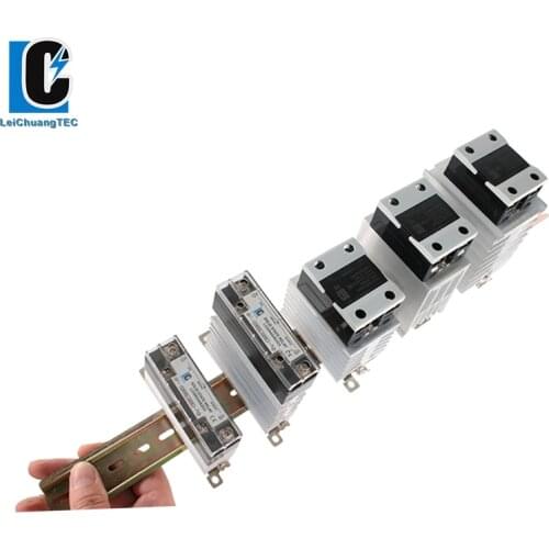 AC To AC 10A 25A 40A 60A 80A 100A 120A SSR With Heat Sink Solid State Relay DIN Rail Mounted Industrial Relay