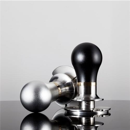 58MM/58.5MM Elasticity Adjustable Coffee Tamper 304 Stainless Steel Wooden Handle Flat Pressure Press Hammer Barista Tools