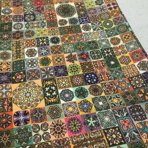 Viaphil 100% Cotton Fabric African Style Colorful Checked Geometry Patterns Cartoon Sewing Cloth Dress Clothing Textile Tissue