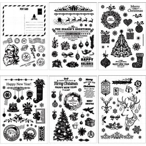 WYSE Clear Stamps Christmas Deer Bells Santa Transparent Stamp Label Tag Silicone Stamp Seal for DIY Scrapbooking Paper Card