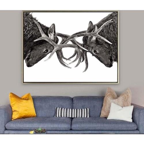 YORTYES Nordic Art Poster And Prints Pictures Modern Art Animal Battle Canvas Painting for Living Room Wall Decor YY017