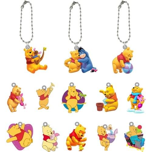 Disney Animated Character Winnie The Pooh Funny Resin Keychain Dancing Modeling Cartoon Acrylic Pendant Keychain Jewelry