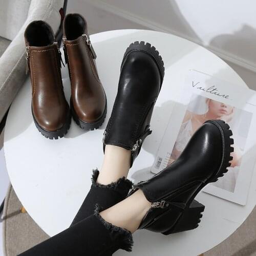 2020Botas Mujer Fashion Women Boots Square Heel Platforms Zapatos Mujer PU Leather Thigh High Pump Boots Motorcycle Shoes