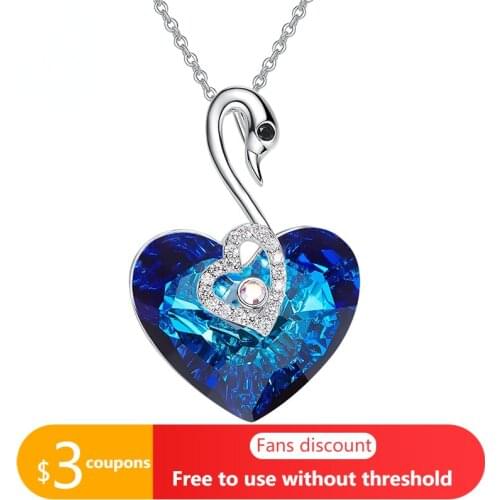 AGATA Elegant Heart-shaped Swan Necklace High Quality Silver Plated Inlaid Bright Austrian Crystal Women Necklace Jewelry Gift
