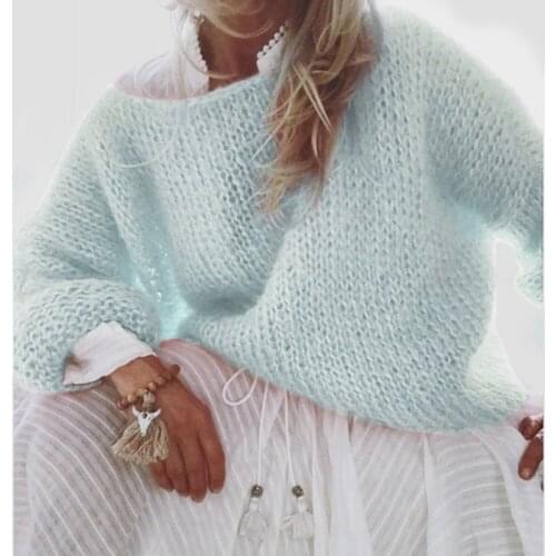 Winter Lantern Sleeve Female Pullover Ladies Oversized Jumper 2021 New Loose Autumn Mohair Sweater Women Solid Knitted Sweaters