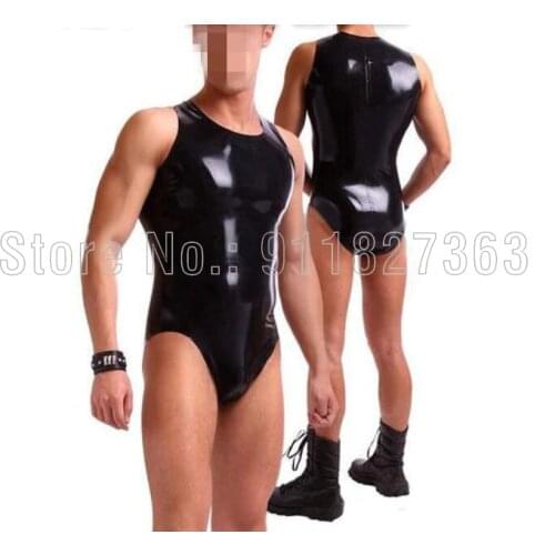 100% Natural Latex Catsuit Mens Swimwear Suits Male Catsuit Neck Entry Without Zipper Party Wear Customized