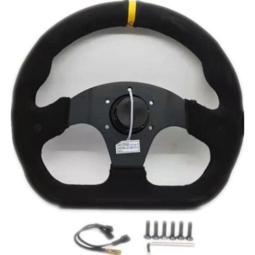 13 inch 320mm Type D flat drift Steering Wheel Suede Leather turned fur steering wheel modified racing sport Steering Wheel